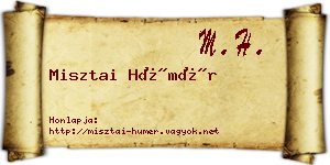 Misztai Hümér névjegykártya